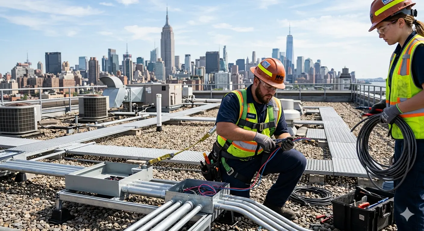 Electricista matriculado trabajando en instalación